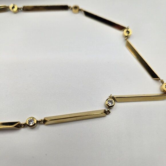 Michael Kors Gold Tone Necklace Rhinestone Accents 18 Inches - Picture 4 of 5